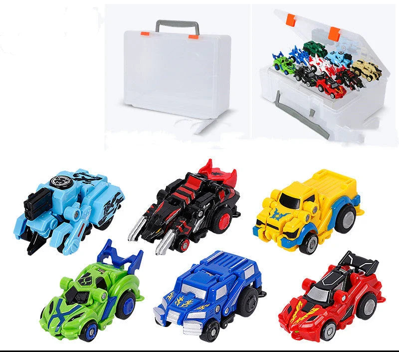 Transforming robot car toy with bounce action and multiple car modes