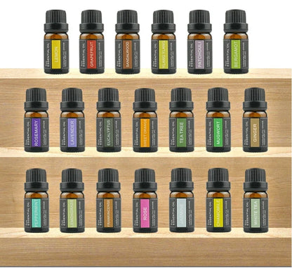 10ml essential oil bottle for aromatherapy in various scents including lavender, rose, and chamomile