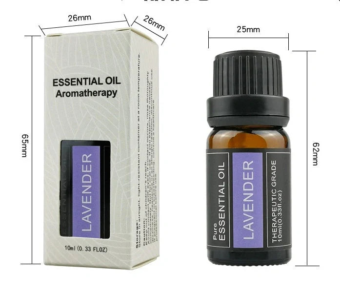 10ml essential oil bottle for aromatherapy in various scents including lavender, rose, and chamomile