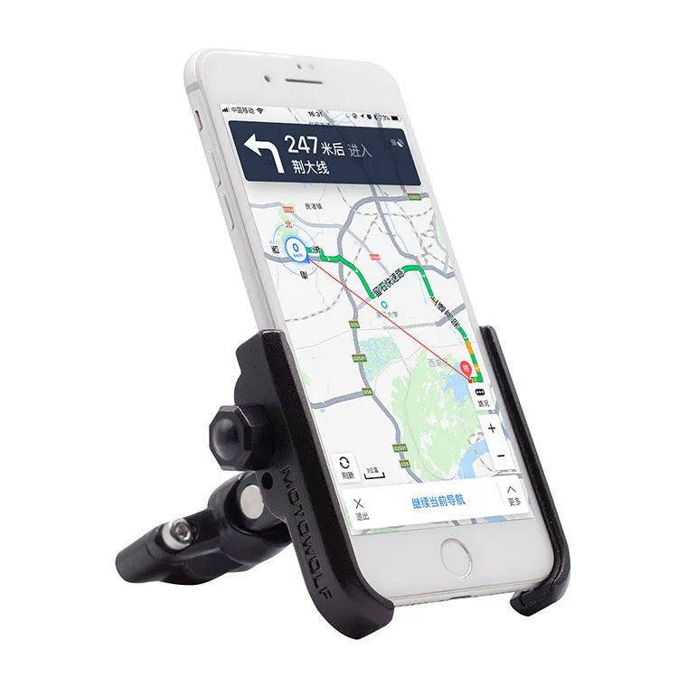 CS-622 mobile phone holder for bicycle motorcycle and electric vehicle, available in Black or Silver