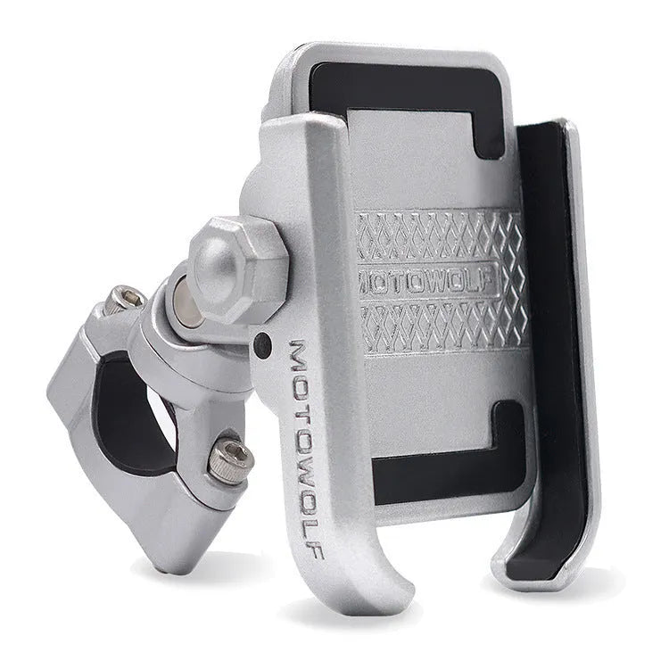 CS-622 mobile phone holder for bicycle motorcycle and electric vehicle, available in Black or Silver