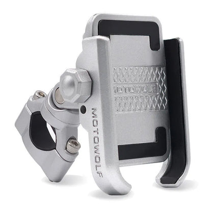 CS-622 mobile phone holder for bicycle motorcycle and electric vehicle, available in Black or Silver