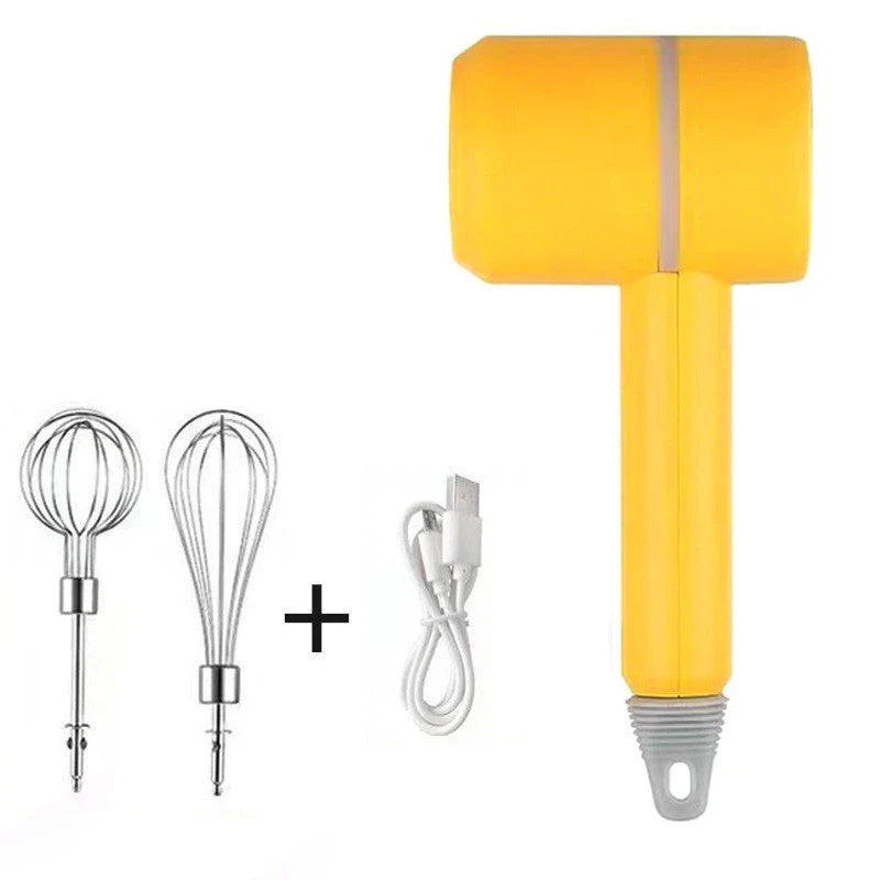 Cordless Electric Hand Mixer with 3-speed settings, rechargeable design, and whisk and egg beater attachments for baking