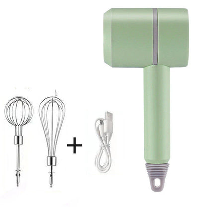 Cordless Electric Hand Mixer with 3-speed settings, rechargeable design, and whisk and egg beater attachments for baking
