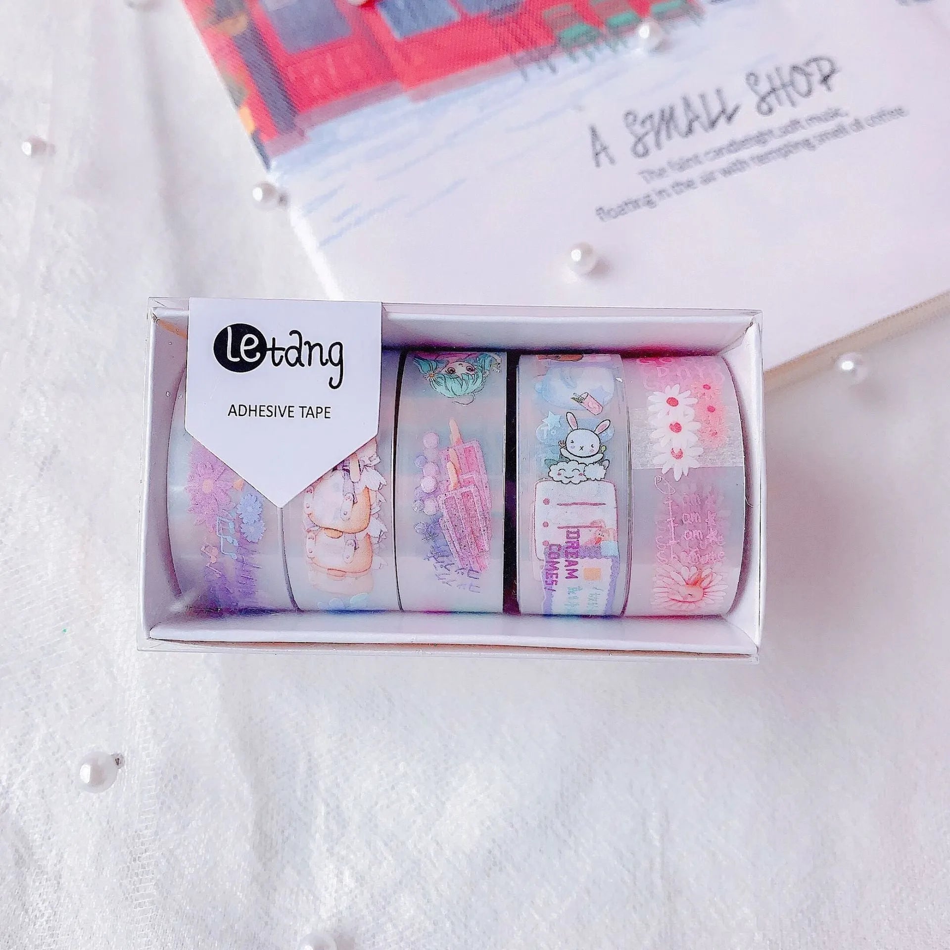 Creative hand account stickers with dinosaur, duck, cat, and rabbit designs on 1.5 cm washi paper tape