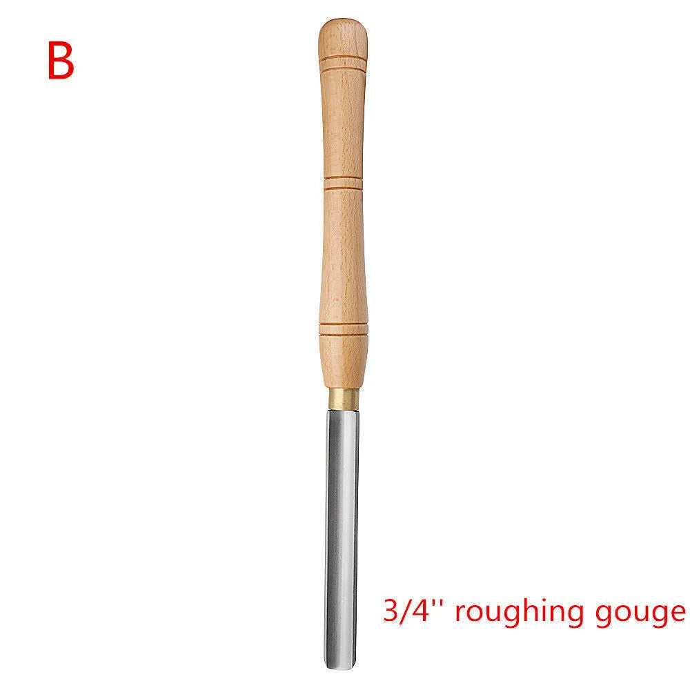8-piece wooden box-mounted steel turning tool set with chrome vanadium alloy steel construction for woodworking