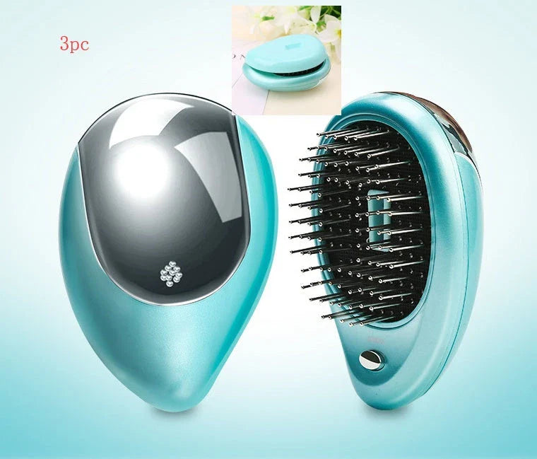 Portable vibrating hair massage comb with ionic technology for on-the-go hair rejuvenation and styling