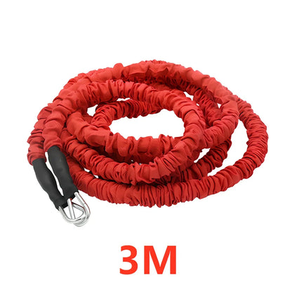Red and black double resistance band with hook attachments for explosive force training