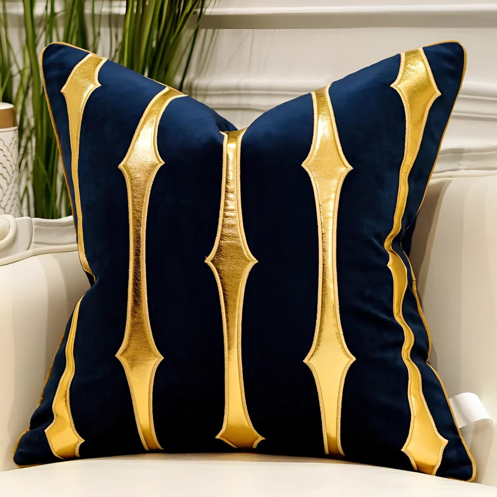 Embroidered throw pillow with removable cover in plush fabric, showing detailed embroidery pattern