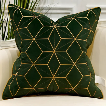 Embroidered throw pillow with removable cover in plush fabric, showing detailed embroidery pattern