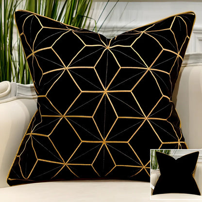 Embroidered throw pillow with removable cover in plush fabric, showing detailed embroidery pattern