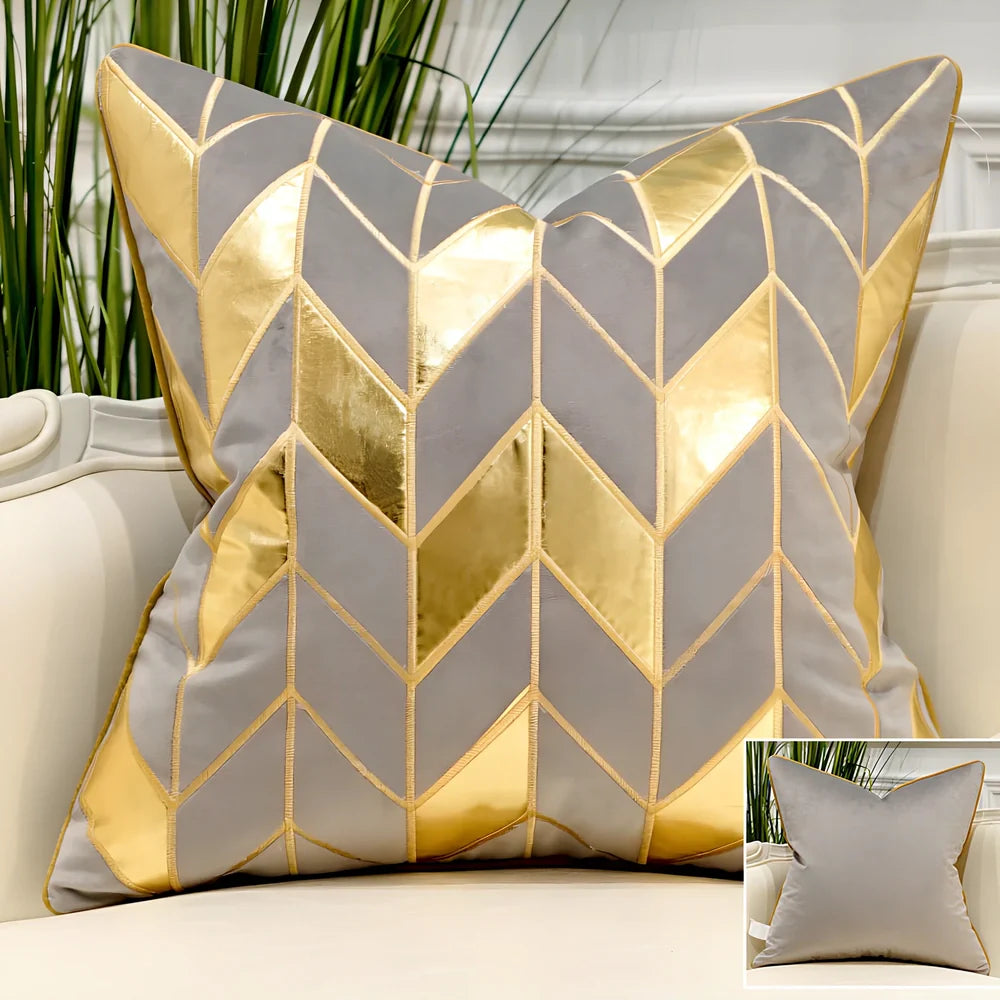 Embroidered throw pillow with removable cover in plush fabric, showing detailed embroidery pattern