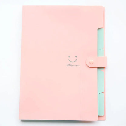 A4 plastic document folder with elastic band closure shown in various colours including black, pink, and blue.