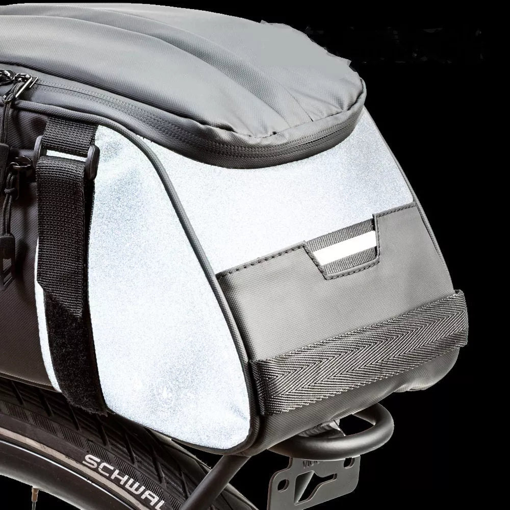 Waterproof mountain bike rear shelf bag with reflective design for safety