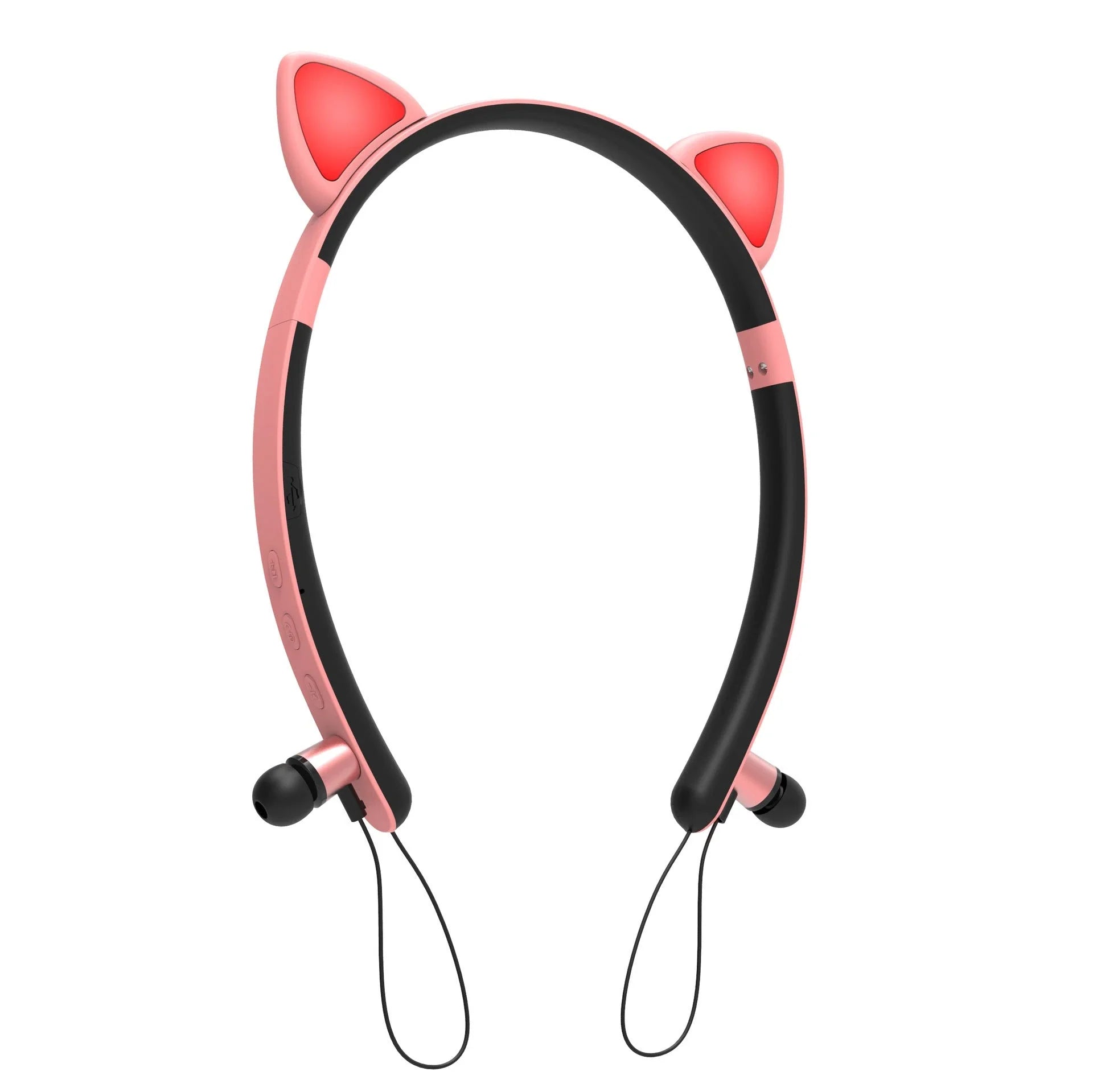 Wireless Bluetooth Headphones with Cute Cat Ear Design, LED Lights, Microphone, and Soft Earmuffs