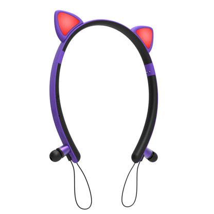 Wireless Bluetooth Headphones with Cute Cat Ear Design, LED Lights, Microphone, and Soft Earmuffs