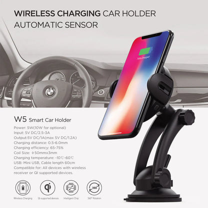 Magnetic car phone holder with wireless charging for secure, hands-free smartphone use while driving