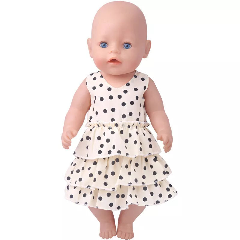 18-inch American Girl doll wearing a sleeveless cake dress in black or white