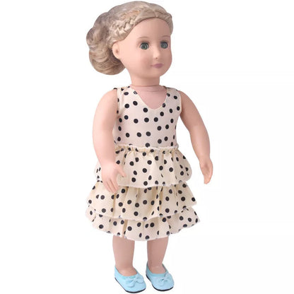 18-inch American Girl doll wearing a sleeveless cake dress in black or white