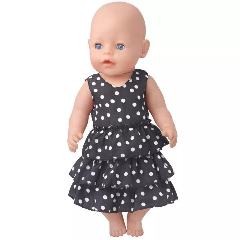 18-inch American Girl doll wearing a sleeveless cake dress in black or white