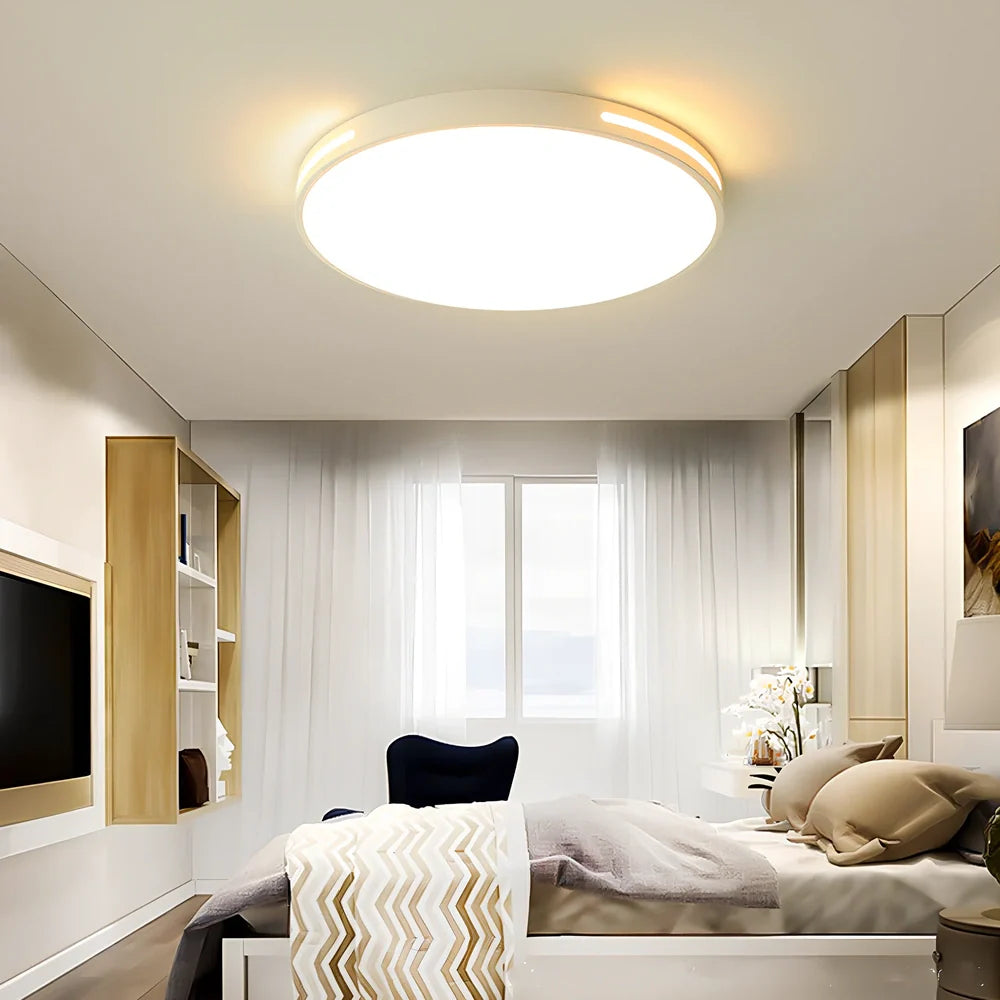 Ultra-thin round acrylic LED ceiling lamp with remote control in black or white finish