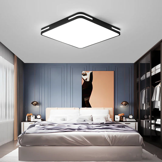 Ultra-thin round acrylic LED ceiling lamp with remote control in black or white finish