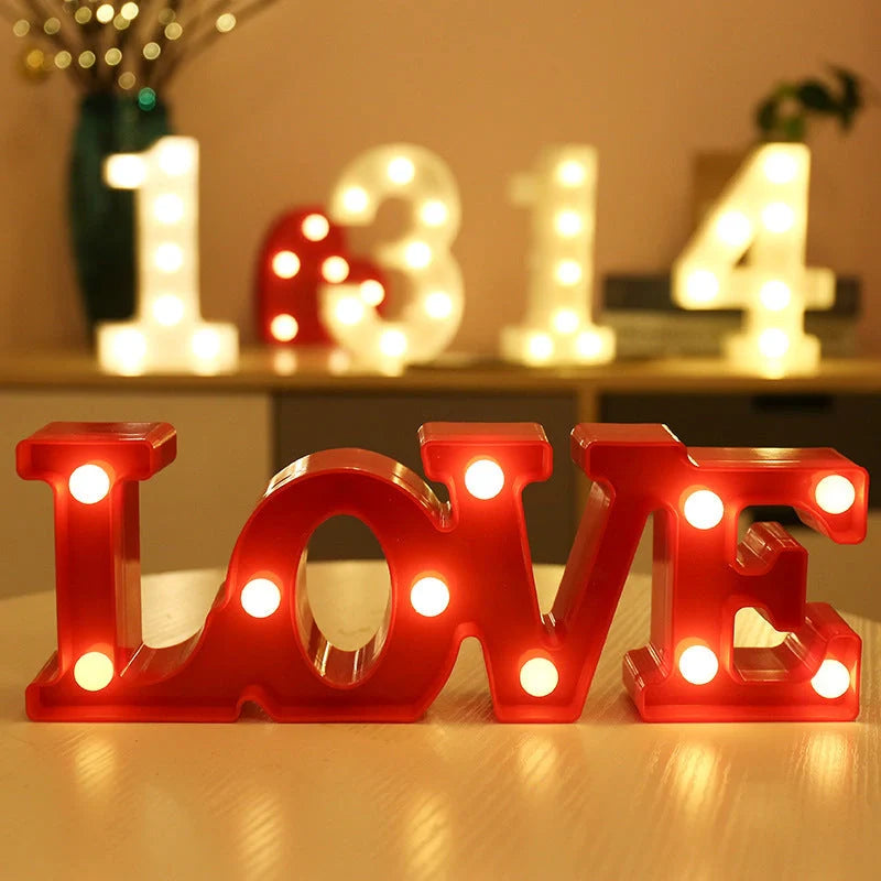 Luminous LED Letter Number Night Light with remote control for weddings and parties