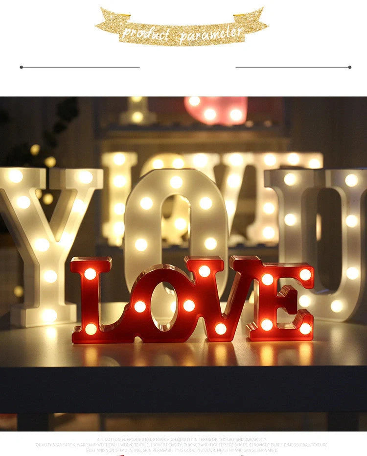 Luminous LED Letter Number Night Light with remote control for weddings and parties