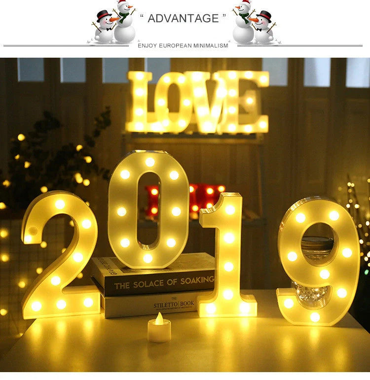 Luminous LED Letter Number Night Light with remote control for weddings and parties