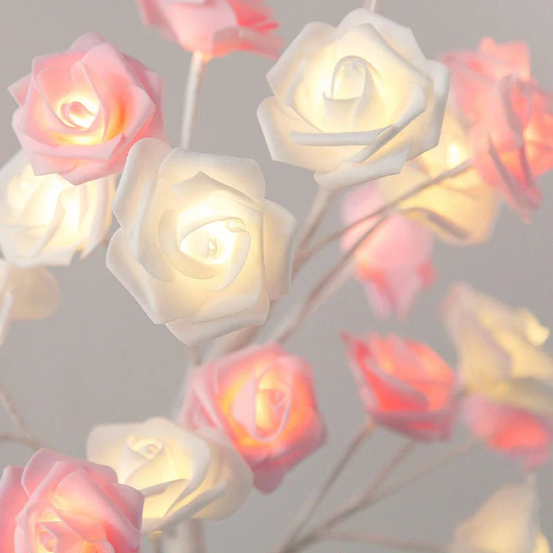 Adjustable rattan ball table lamp with soft, eye-friendly LED cotton ball lighting and customizable tree-like shape