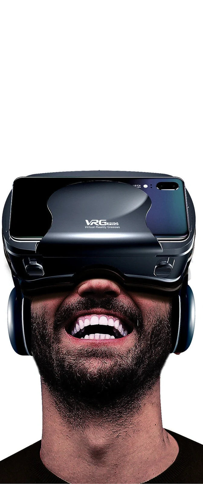 VRGPRO+ head-mounted 3D cinema glasses with ABS plastic frame and adjustable headband