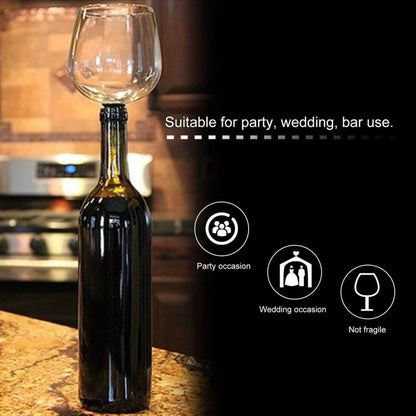 Crystal transparent glass red wine bottle drinking cup with screw-on base stopper showing 601-700ml capacity