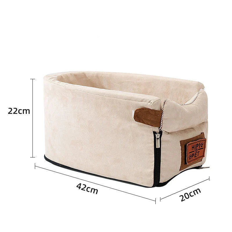 Cozy Car Pet Bed with adjustable pillow and secure attachment system for comfortable pet travel