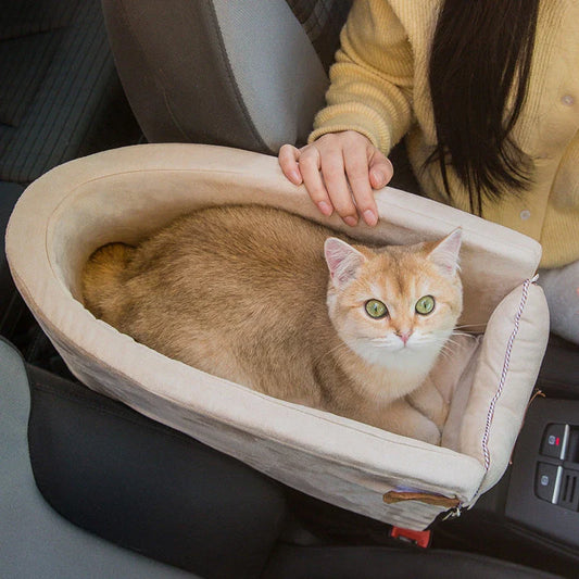 Cozy Car Pet Bed with adjustable pillow and secure attachment system for comfortable pet travel