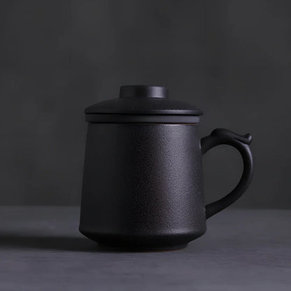Modern ceramic mug holding 401-500ml in black, blue, or green, simple design for hot beverages