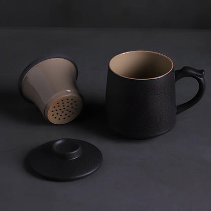 Modern ceramic mug holding 401-500ml in black, blue, or green, simple design for hot beverages