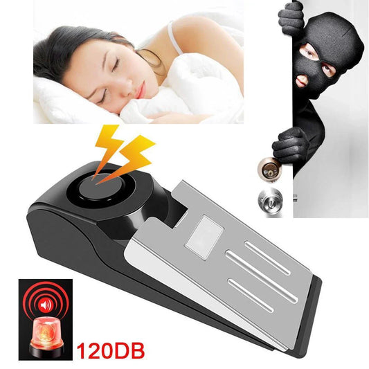 Intelligent electronic door stopper alarm system with ABS plastic construction and 150dB siren for home, hotel, and business security