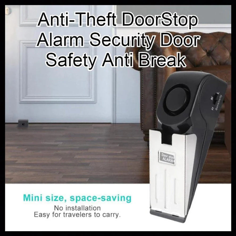 Intelligent electronic door stopper alarm system with ABS plastic construction and 150dB siren for home, hotel, and business security