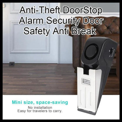 Intelligent electronic door stopper alarm system with ABS plastic construction and 150dB siren for home, hotel, and business security