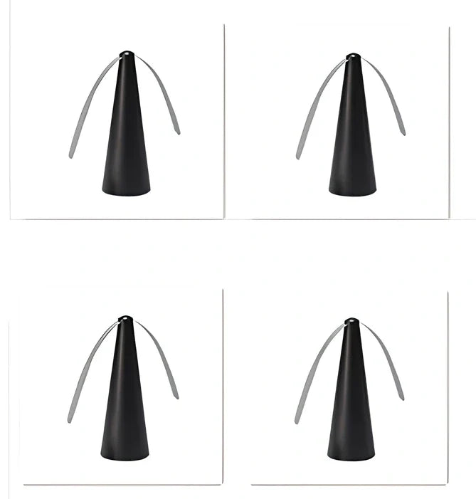 Black fly repellent fan measuring 8.2x8.2x24cm with USB cable for insect protection during meals