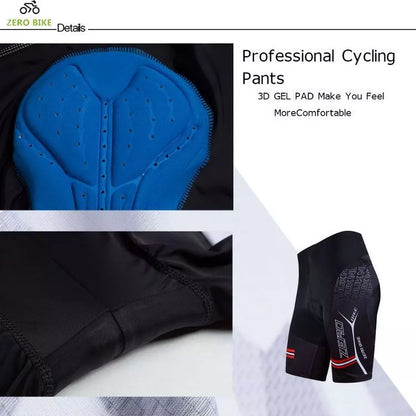 Men's black quick-dry cycling shorts with 3D silicon padding for long-distance comfort