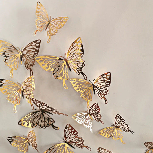 3D hollow butterflies mirror wall stickers for vibrant home and kids room decor