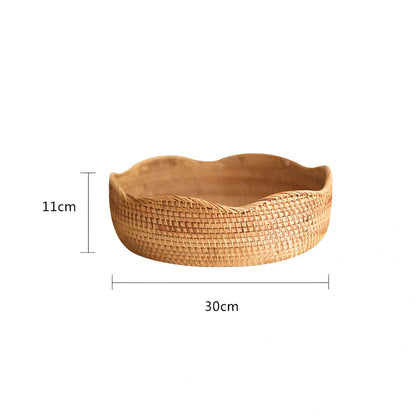 Hand-woven bamboo storage basket with natural weave pattern for fruit organisation