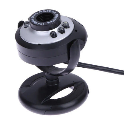 USB webcam with six white LED lights and manual focus for video calls on computer