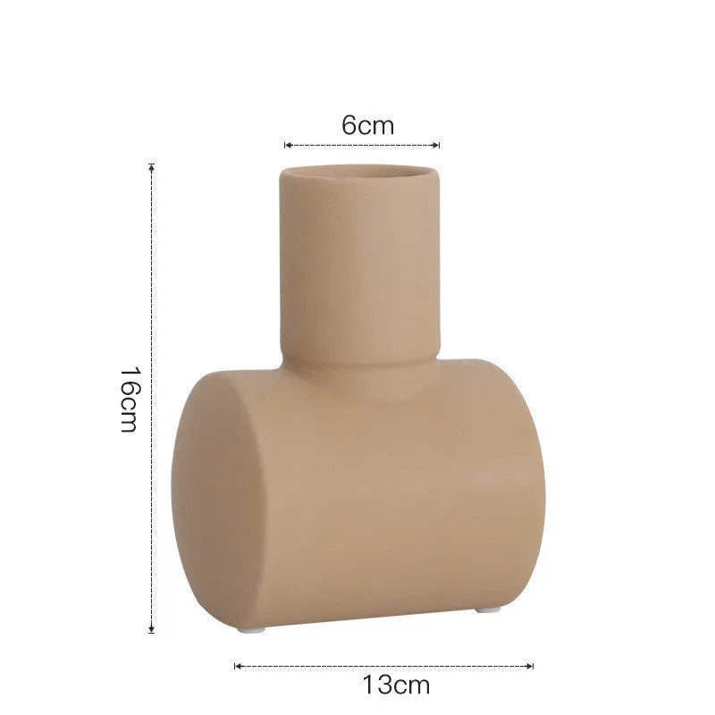 Nordic Morandi ceramic vase with hammer texture and colour glaze finish, 20cm height