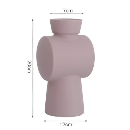 Nordic Morandi ceramic vase with hammer texture and colour glaze finish, 20cm height