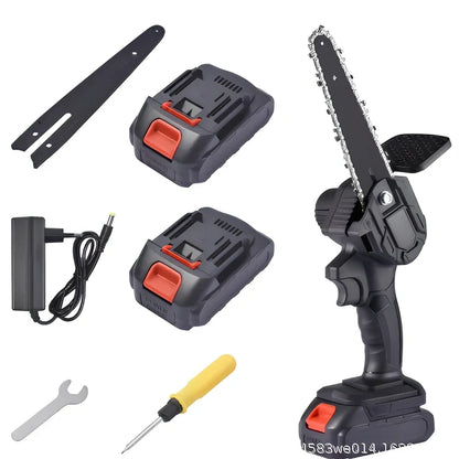 6-inch cordless electric chain saw with lithium battery and maintenance tools for garden cutting