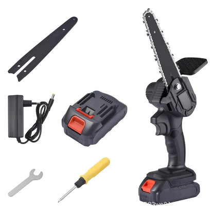 6-inch cordless electric chain saw with lithium battery and maintenance tools for garden cutting
