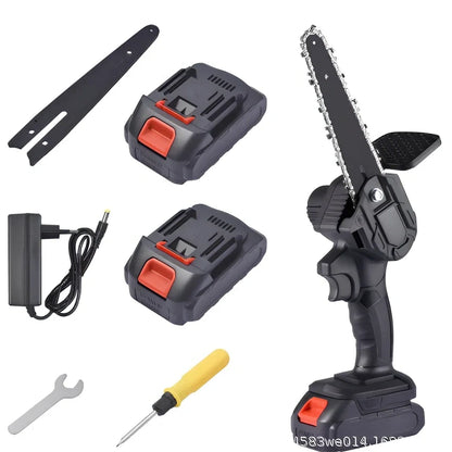 6-inch cordless electric chain saw with lithium battery and maintenance tools for garden cutting