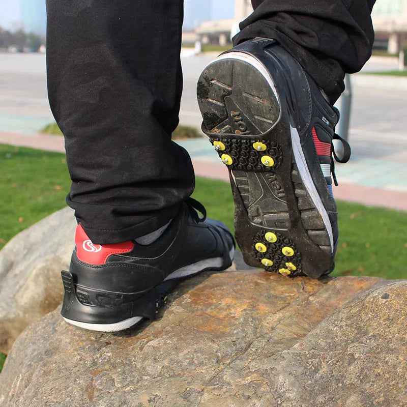 Outdoor hiking shoes spikes with ice chain anti-skid feature for slippery surfaces
